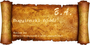 Bugyinszki Aldó névjegykártya